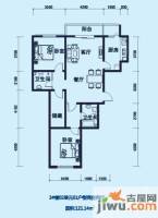 海天国际公寓2室2厅2卫121.1㎡户型图