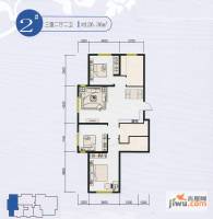 海天国际公寓3室2厅2卫126.4㎡户型图