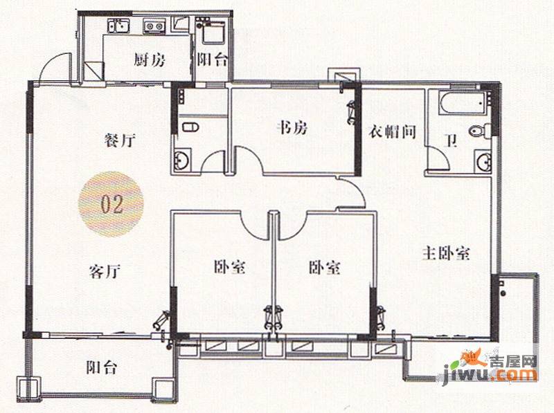 金河湾家园4室2厅2卫154㎡户型图