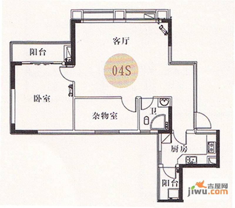 金河湾家园2室1厅1卫86㎡户型图