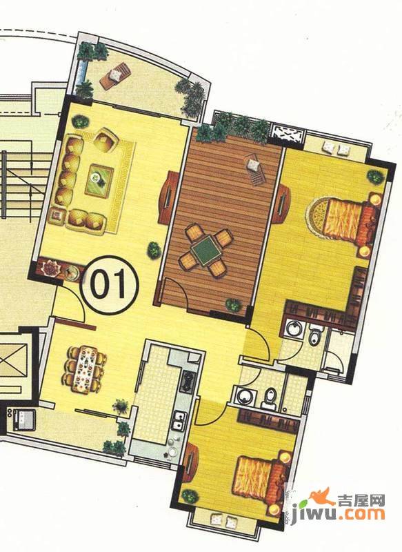 翰林国际2室2厅2卫136.2㎡户型图