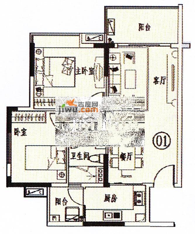 增城时代倾城2室2厅1卫79㎡户型图