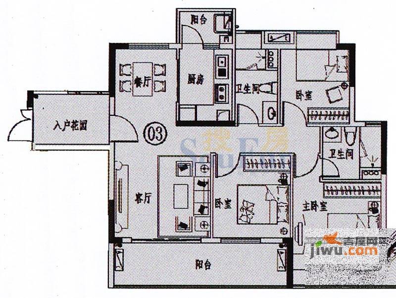 增城时代倾城3室2厅2卫106㎡户型图