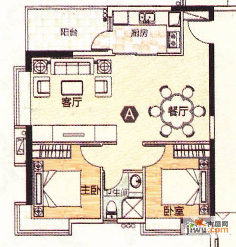 西湾阳光2室2厅0卫87.7㎡户型图