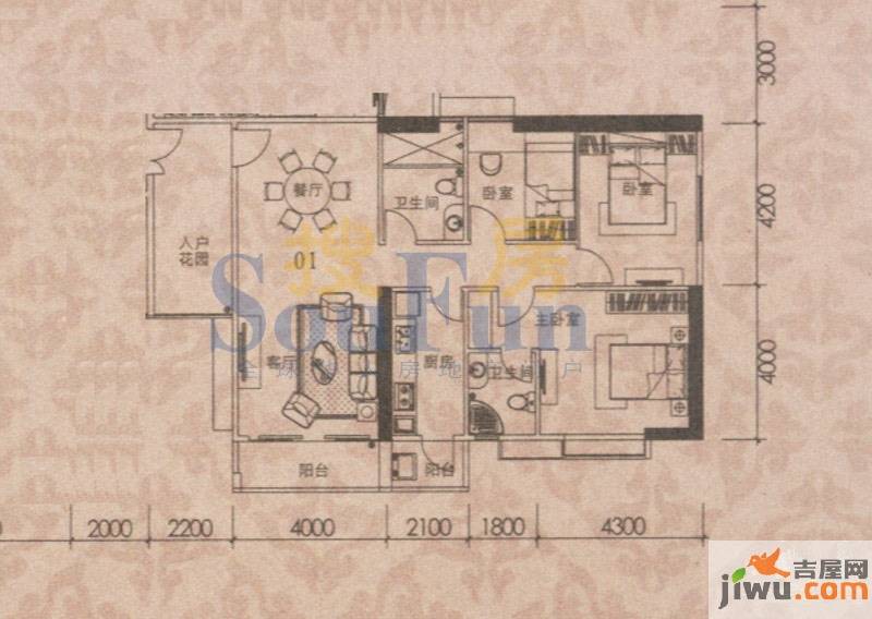 御东和府3室2厅0卫143㎡户型图