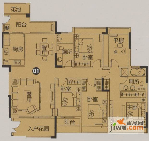 睿山5室2厅2卫181.3㎡户型图