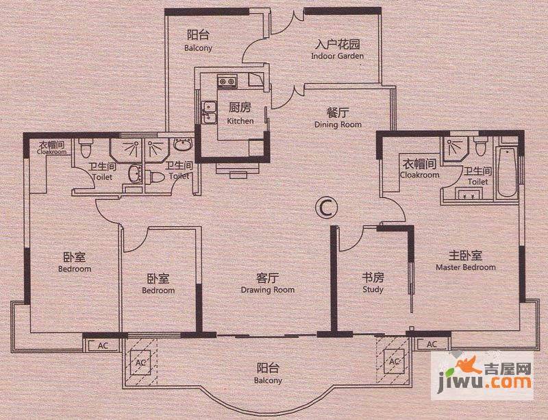 亿泉尚园4室2厅3卫188.8㎡户型图