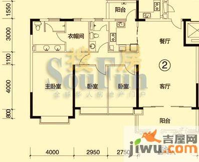 恒大绿洲3室2厅2卫144.9㎡户型图