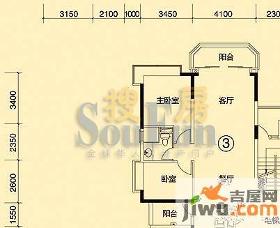 恒大绿洲2室2厅1卫85.8㎡户型图