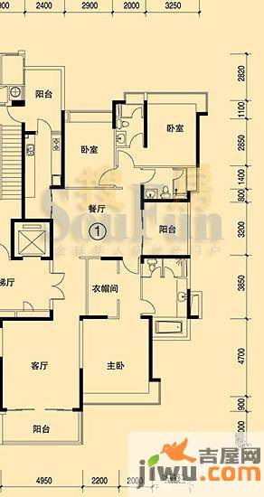 恒大绿洲3室2厅3卫206.5㎡户型图