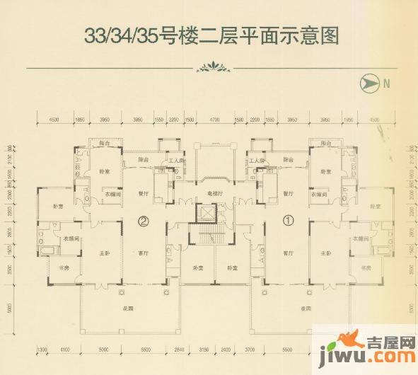 恒大绿洲3室2厅2卫180㎡户型图