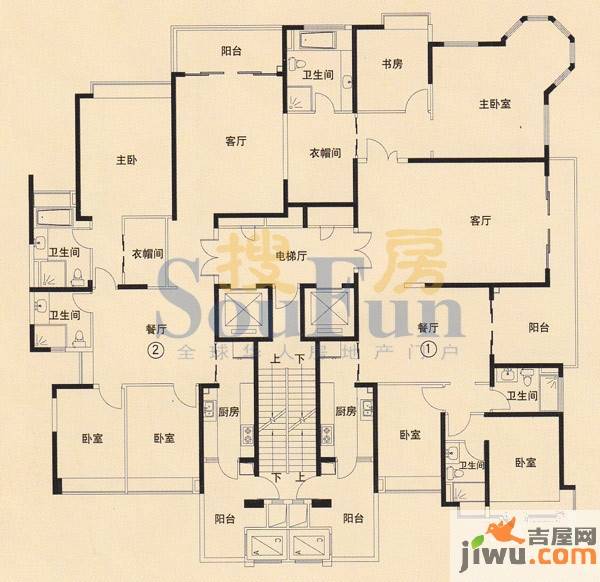 恒大绿洲4室2厅3卫255.8㎡户型图