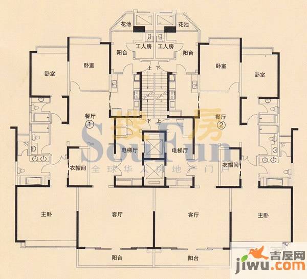 恒大绿洲3室2厅3卫267㎡户型图