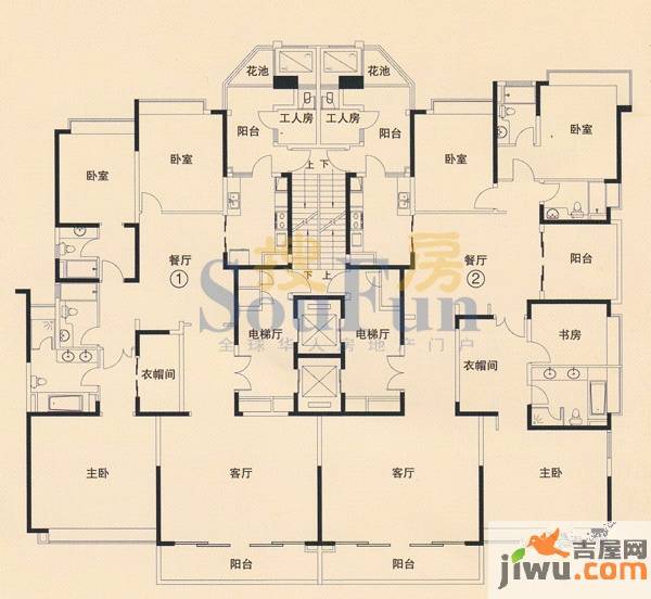 恒大绿洲4室2厅3卫291㎡户型图