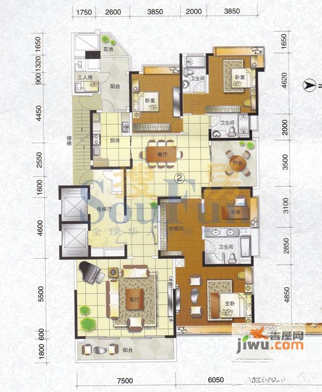 恒大绿洲3室2厅2卫290.9㎡户型图