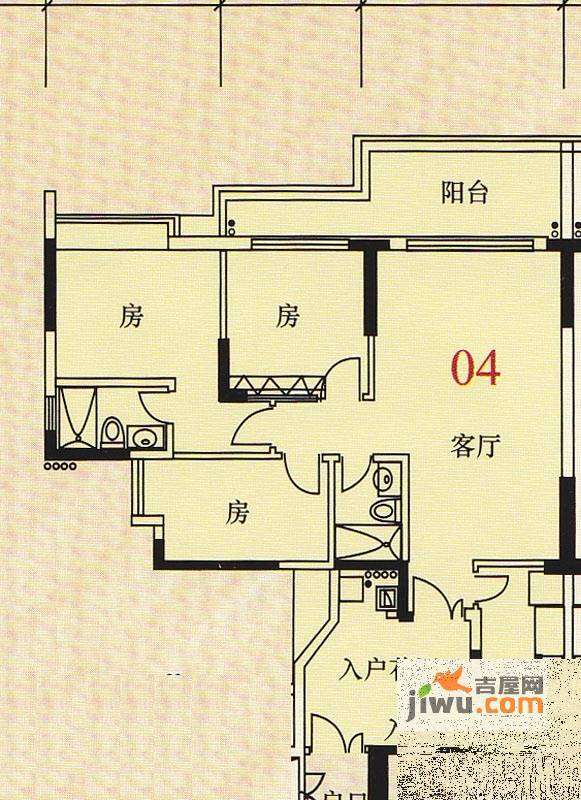 宏新华庭3室2厅1卫113.4㎡户型图