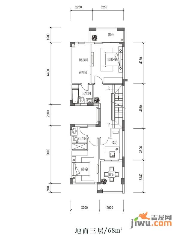 龙光香悦山3室0厅2卫68㎡户型图