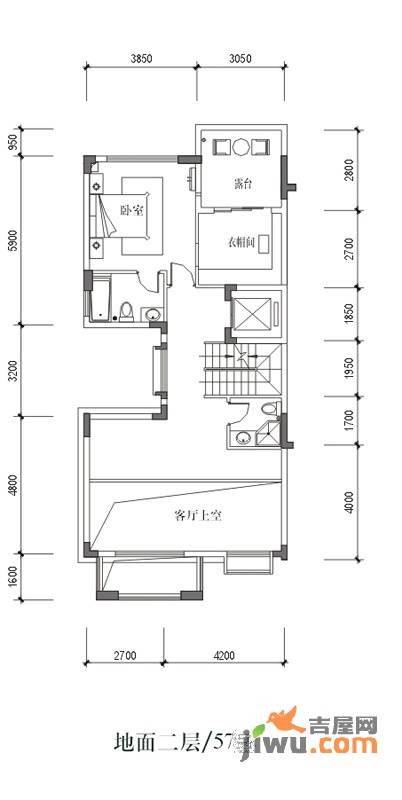 龙光香悦山1室0厅2卫57㎡户型图