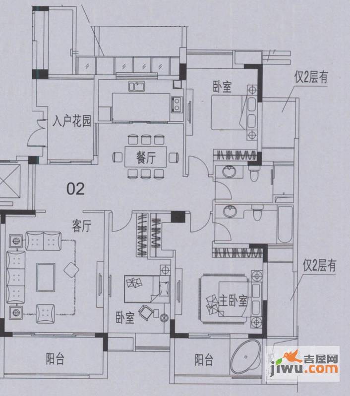 方圆明月山溪4室2厅3卫200.9㎡户型图