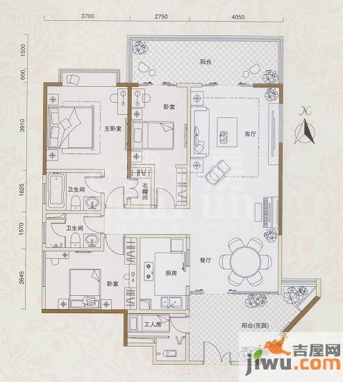 东湖肯辛顿4室2厅3卫140.7㎡户型图