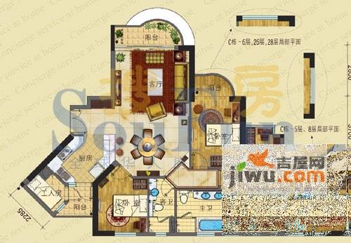 嘉裕君玥公馆4室2厅2卫128.1㎡户型图