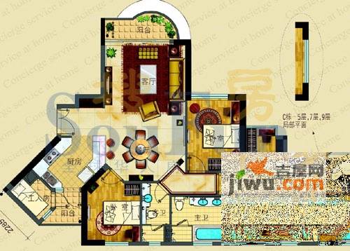 嘉裕君玥公馆4室2厅2卫128.2㎡户型图