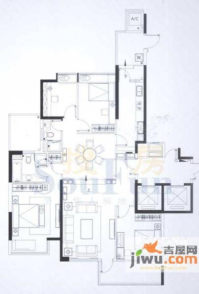 粤海丽江花园4室2厅2卫176㎡户型图