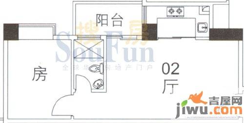 橡树园1室1厅1卫52.1㎡户型图