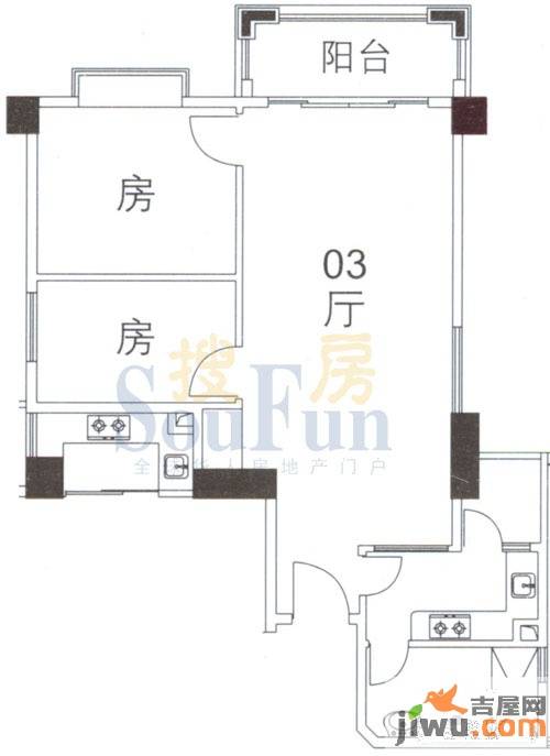 橡树园2室2厅1卫81.1㎡户型图