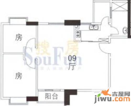 橡树园2室2厅1卫90.6㎡户型图