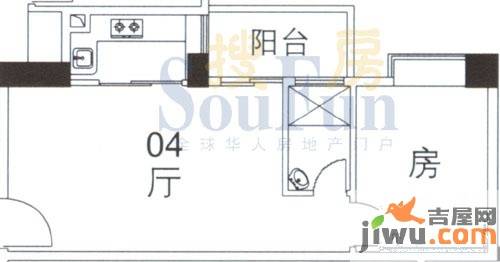 橡树园1室1厅1卫52.2㎡户型图