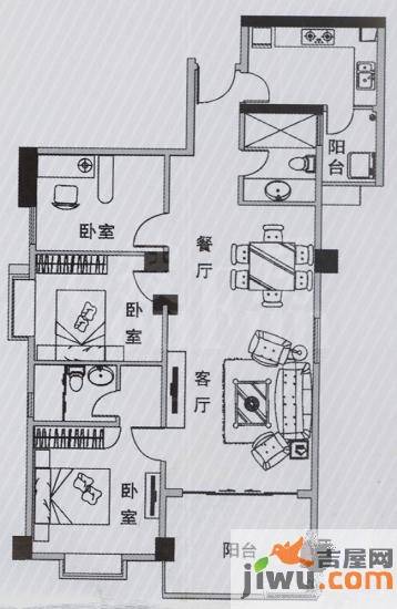 橡树园3室2厅2卫112.9㎡户型图