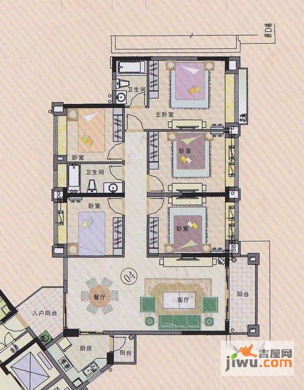 元邦明月金岸5室2厅2卫167㎡户型图