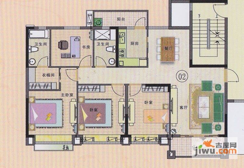 元邦明月金岸4室2厅2卫143.4㎡户型图