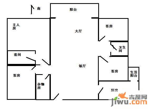 骏景花园6室2厅1卫162㎡户型图