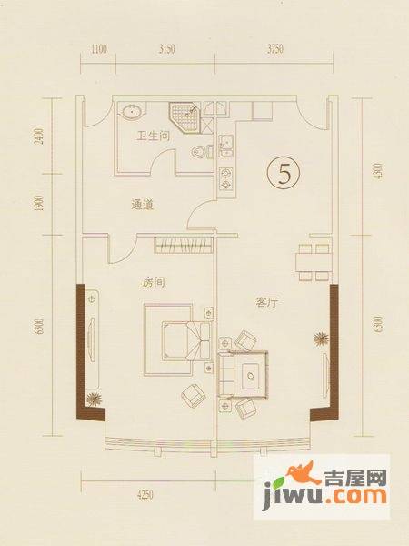 和丰大厦1室1厅1卫115.9㎡户型图