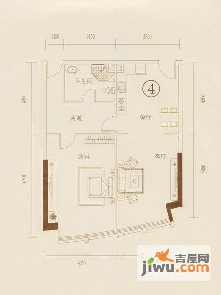 和丰大厦1室1厅1卫109.8㎡户型图