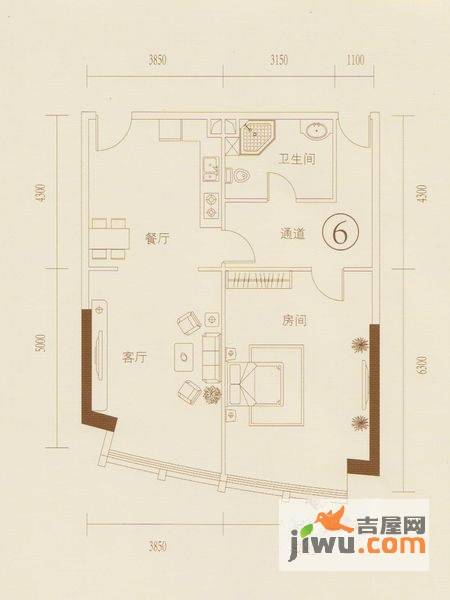 和丰大厦1室2厅1卫109.8㎡户型图