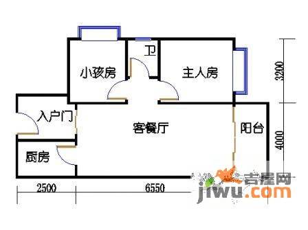 珠江怡景湾2室2厅1卫户型图