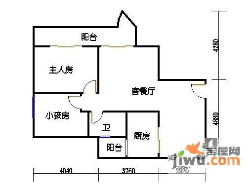 珠江怡景湾2室2厅1卫户型图