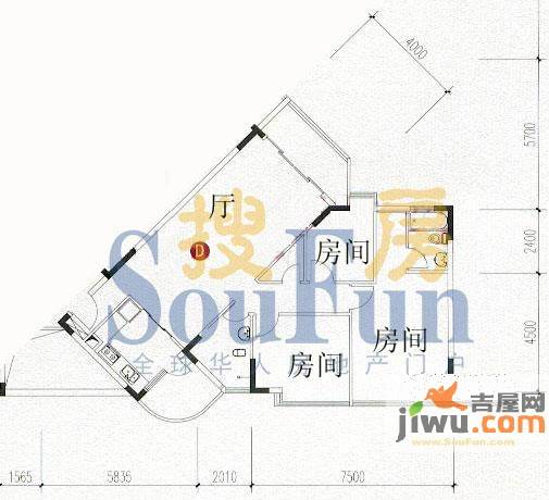 宏润巴塞阳光3室1厅2卫户型图