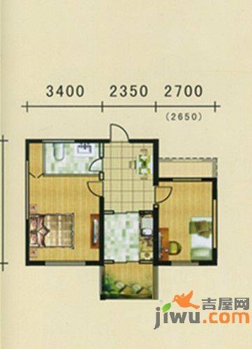 恒宇春天2室2厅1卫58㎡户型图