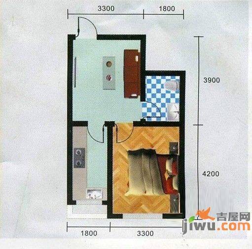 鸿海东星花庭1室1厅1卫47㎡户型图