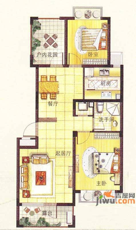 中铁·人杰水岸2室2厅1卫86㎡户型图