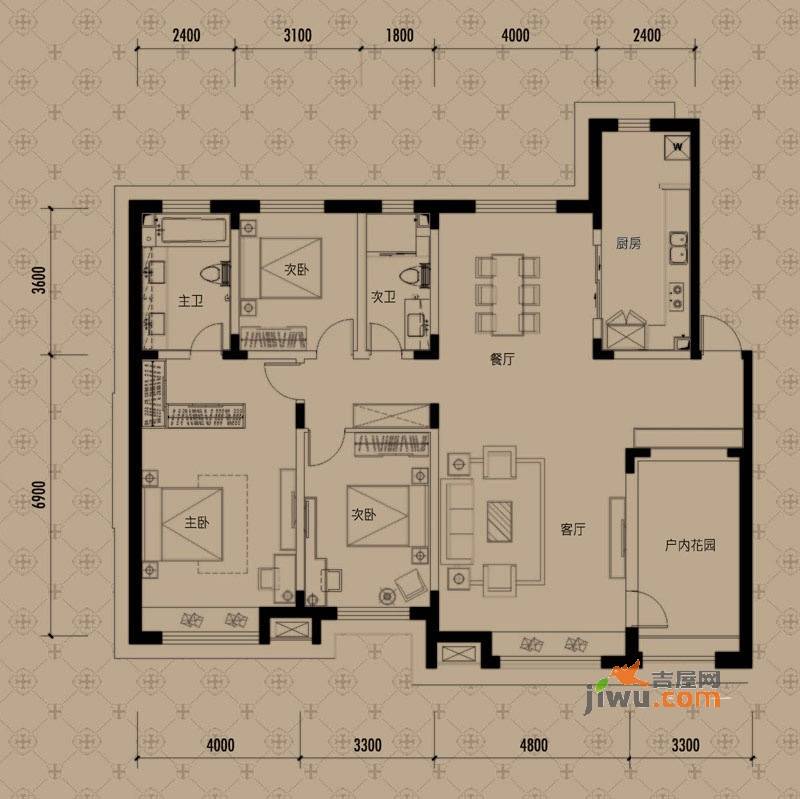 中海寰宇天下中海寰宇天下t户型3室2厅2卫