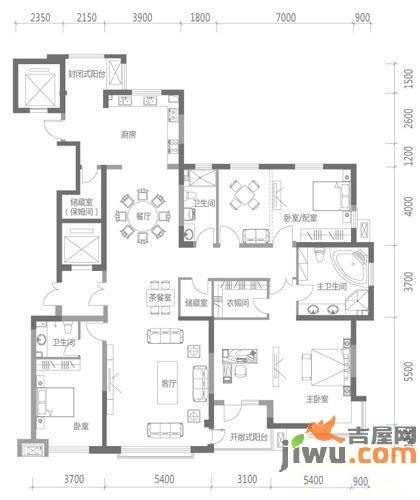 银河丽湾4室2厅3卫283.5㎡户型图