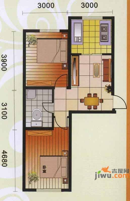 满融国际新城2室1厅1卫67㎡户型图