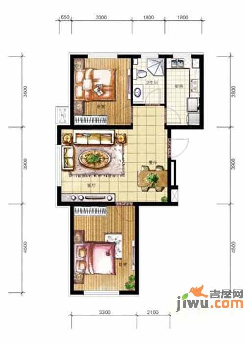 其仕郡2室2厅1卫82.5㎡户型图