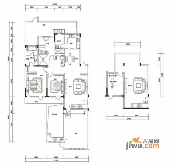 金地长青湾·丹陛2室3厅2卫160㎡户型图