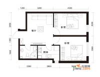 千缘爱在城2室1厅1卫64.3㎡户型图